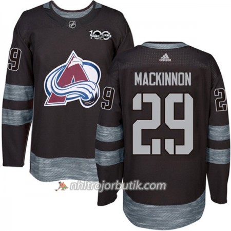 Män Ishockey Colorado Avalanche Tröja Nathan MacKinnon 29 1917-2017 100th Anniversary Adidas Svart Authentic
